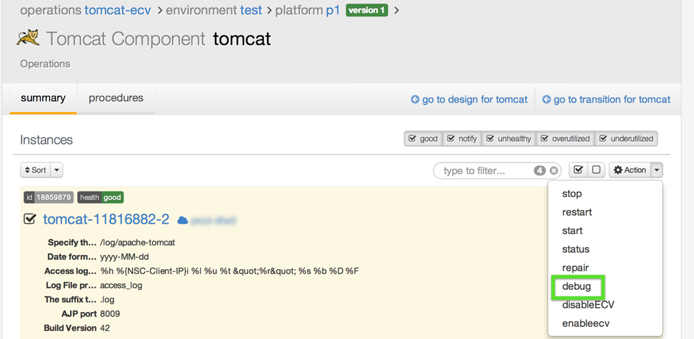 ECV disable debug tomcat