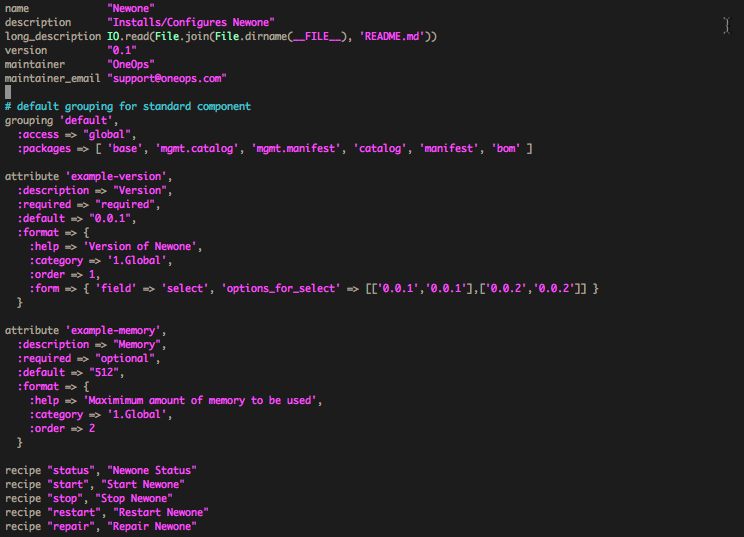 New component screen 2