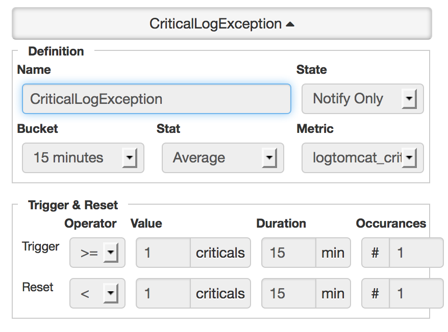 Critical log exception