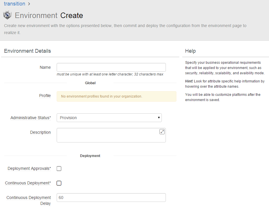 User Create Environment